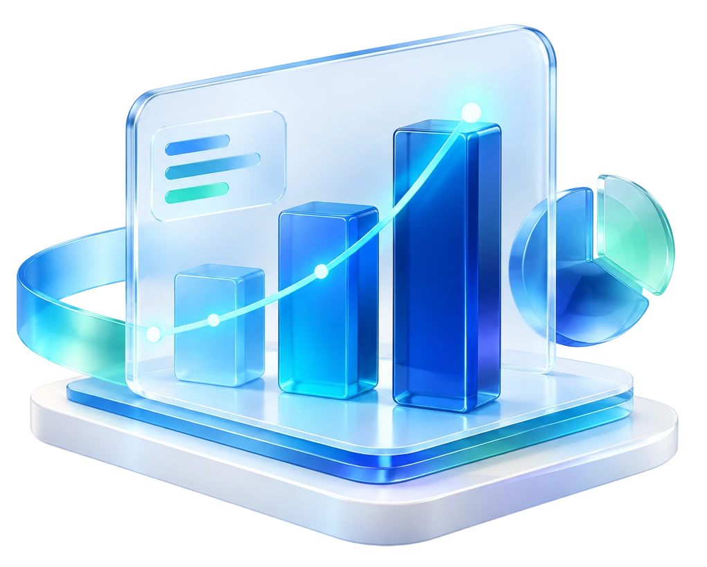 3D marketing analytics illustration showing campaign performance and measurable results.